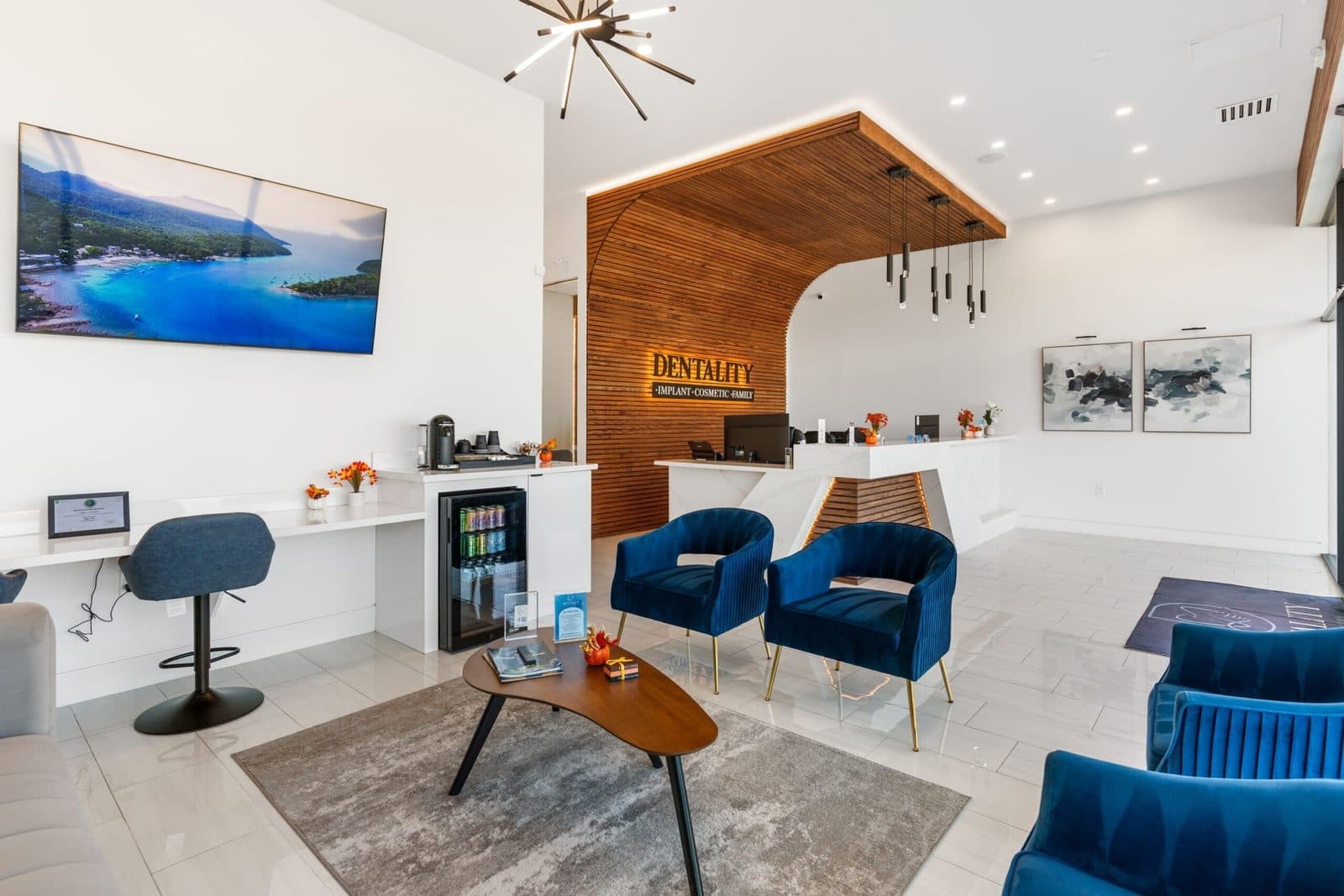 Consultation lounge with comfortable seating at Dentality Family Dentistry