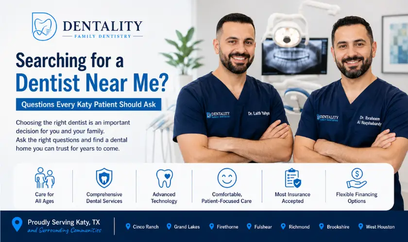 Dr. Laith Yahya and Dr. Ibraheem Al Naqshabandy helping patients choose the right dentist near them at Dentality Family Dentistry in Katy, TX.